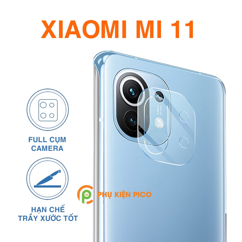 Cường lực camera Mi 11 full cụm camera trong suốt khoét lỗ cảm biến và flash – Dán camera Xiaomi Mi 11