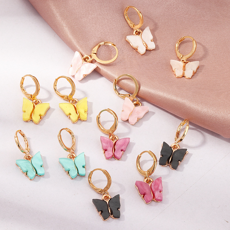 Bộ Dây Chuyền + Khuyên Tai Hình Bướm Đính Đá Dễ Thương