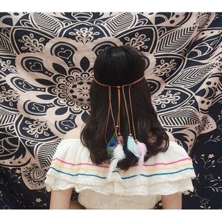 Dây quấn đầu (headband) gắn lông vũ phong cách boho