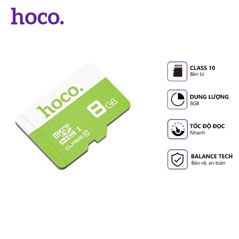 Thẻ nhớ Hoco 4/8/16GB micro sd, class 6, dung lượng thật, tương thích nhiều thiết bị | BigBuy360 - bigbuy360.vn