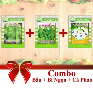 [Combo 3 Gói Hạt Giống] Bầu + Bí Ăn Ngọn + Cà Pháo