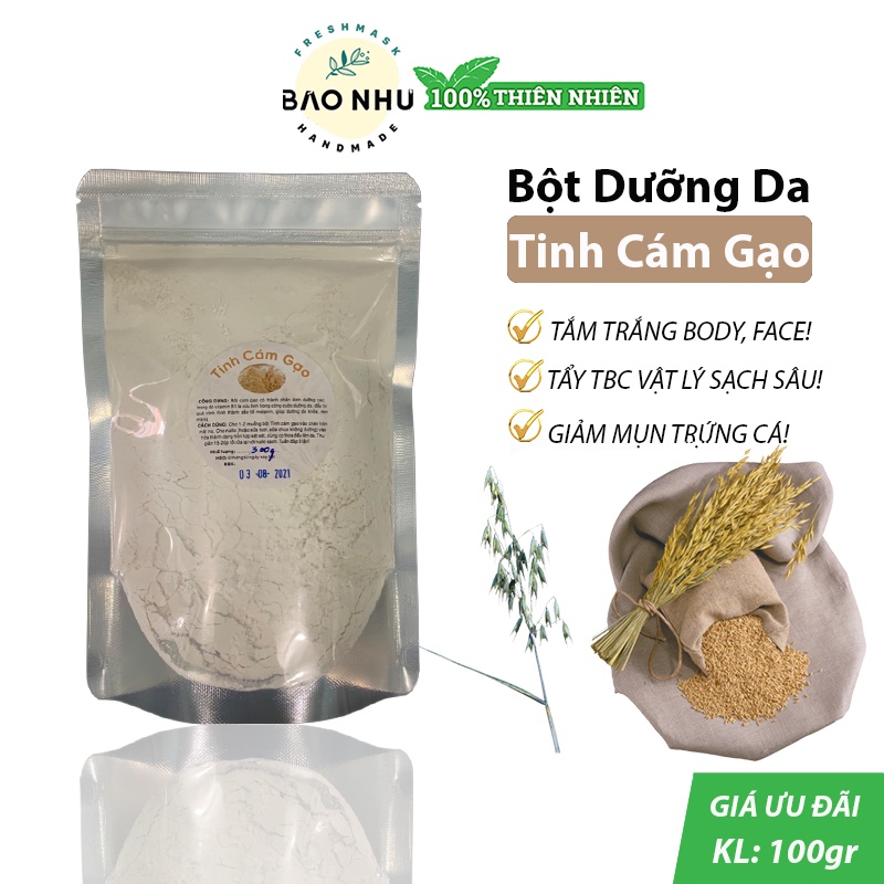 Tinh Bột Cám Gạo Đã Lọc Trấu - Trắng Mịn Da, Tẩy Tbc
