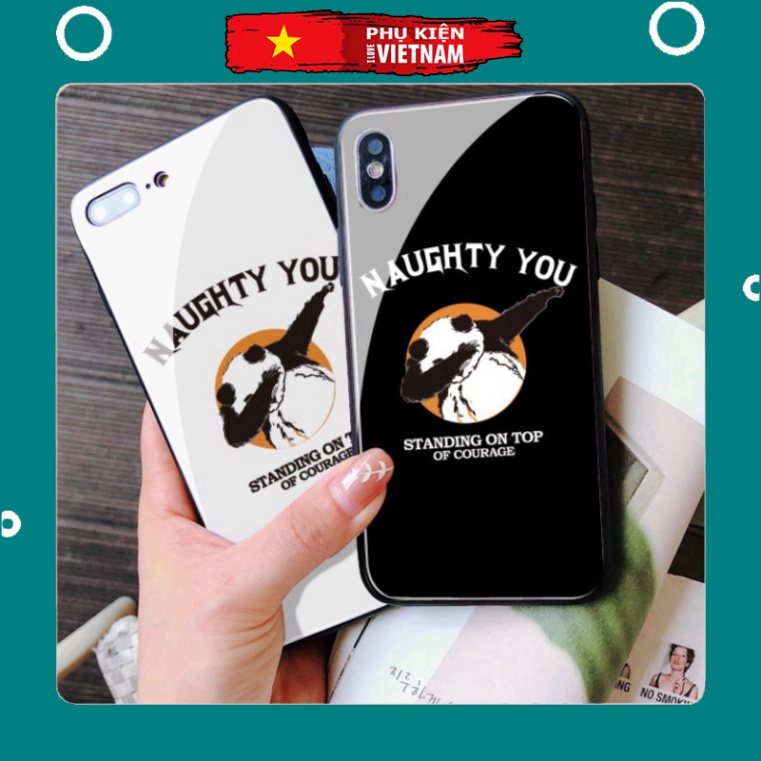 Ốp lưng iphone 6, 7, 8 Plus, X, XS, XR, XSMAX, 11, 11PRO, 11 PROMAX, 12, 13 PROMAX  panda xinh tươi BẰNG KÍNH PKVN