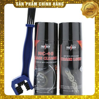 [HÀNG CHÍNH HÃNG] Combo Vệ Sinh sên Thunder Mc40 và Bôi Trơn chain lube cleaner Thunder  Và Tặng Kèm Bàn Chải Xe