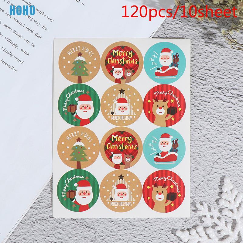 Set 120 Miếng Dán Trang Trí Hộp Quà Giáng Sinh Dễ Thương