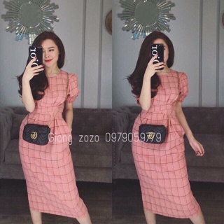 Đầm sọc thắt eo hàng shop