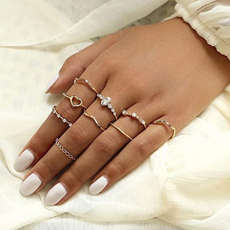 Set 9 nhẫn đeo khớp ngón tay WE FLOWER phong cách vintage cho nữ