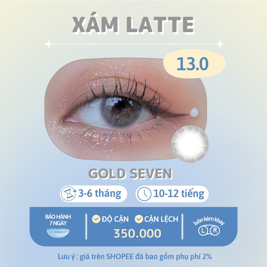 Kính Áp Tròng xám trong latte Gold Seven Gray dòng lens siêu mỏng chính hãng Lensme |Hạn sử dụng 3-6 tháng