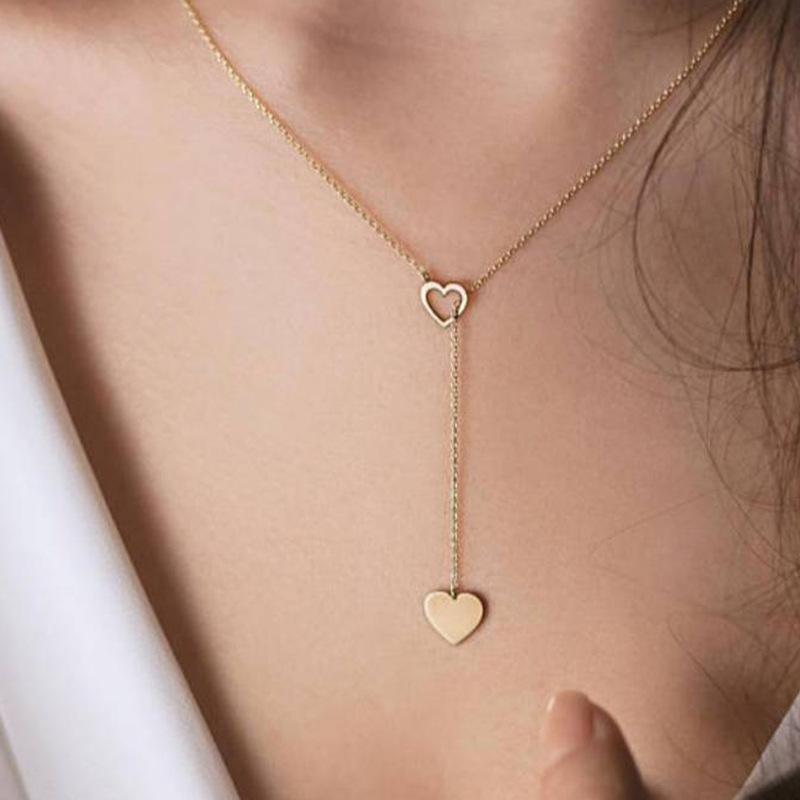 Vòng cổ Mặt Trái Tim Đôi Thời Trang Cho Nữ