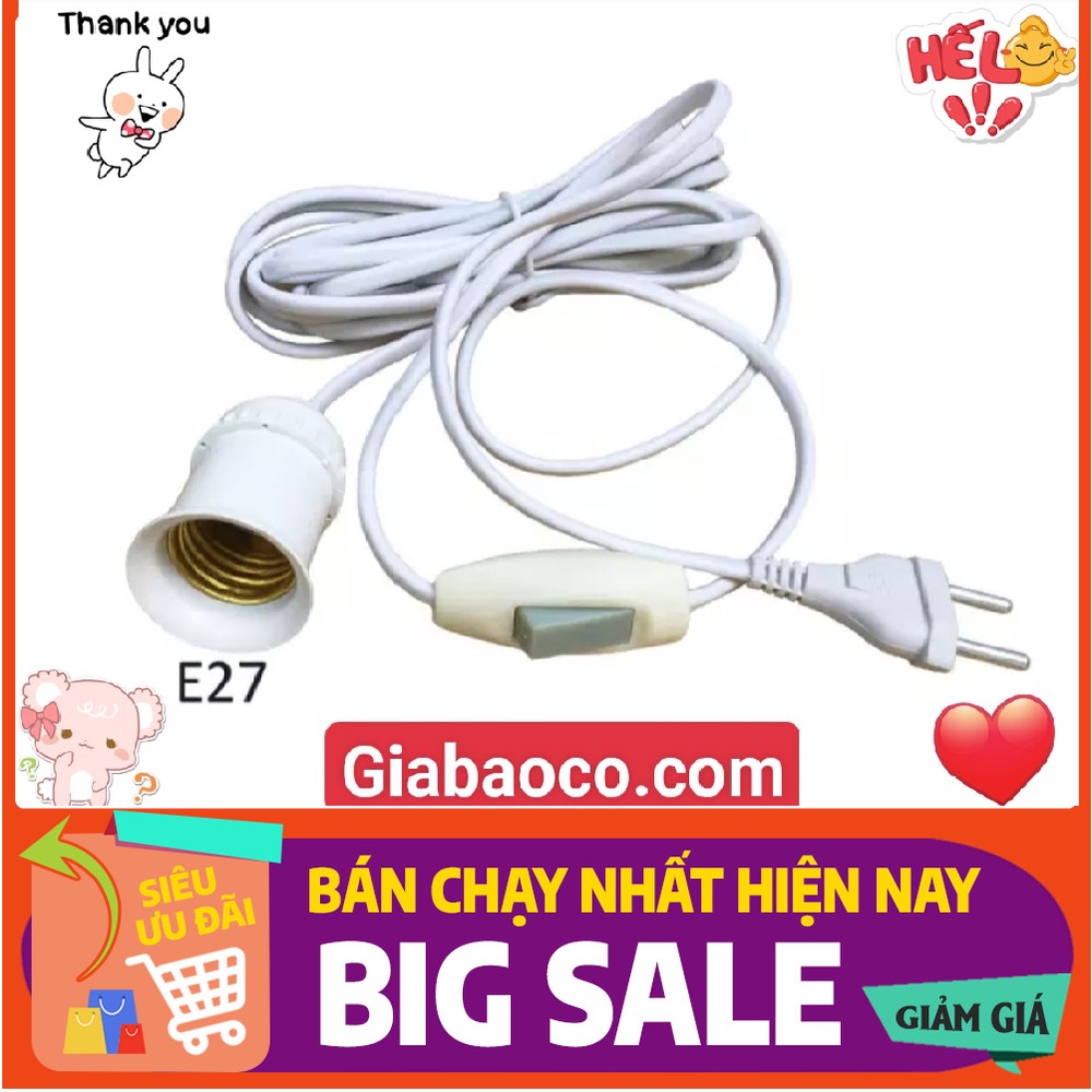 Đui Đèn Liền Dây Có Công Tắc Và Phích Cắm, Dài 5m Và 3m Đuôi Đèn E27 LH-S-P-5m