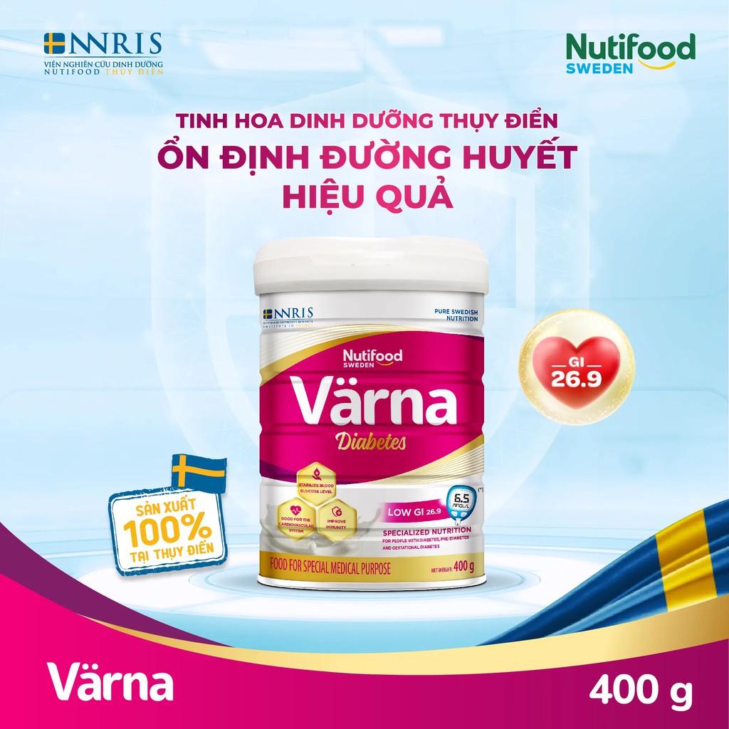 Thực phẩm dinh dưỡng y học Nutifood Värna Diabetes Lon 400g