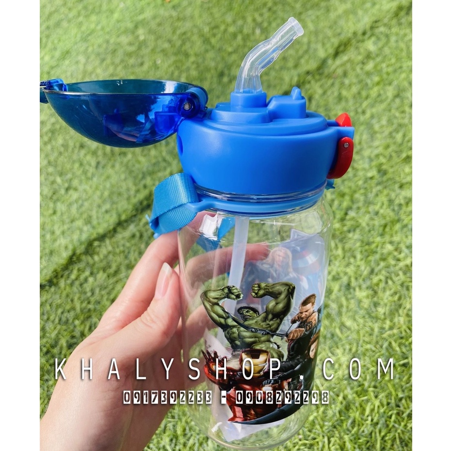 Bình nước ống hút hình các nhân vật siêu hot các bé - 400ml