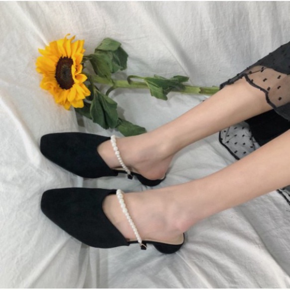 Sandal búp bê da lộn quai ngọc nữ tính G038