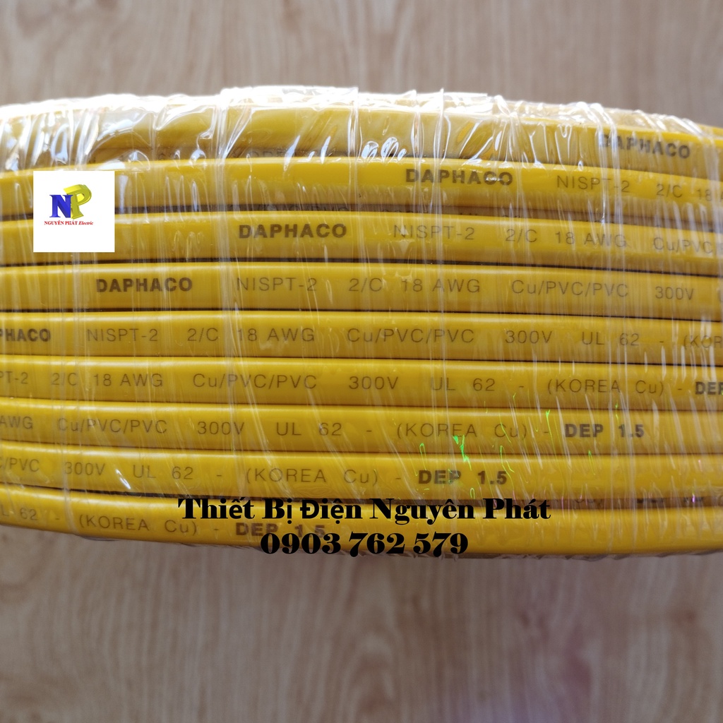Dây Đôi Mềm OVAL DẸP, Ruột Đồng 1.5, Cách Điện Và Vỏ Bảo Vệ Bằng PVC - Giá Bán Cuộn 100m