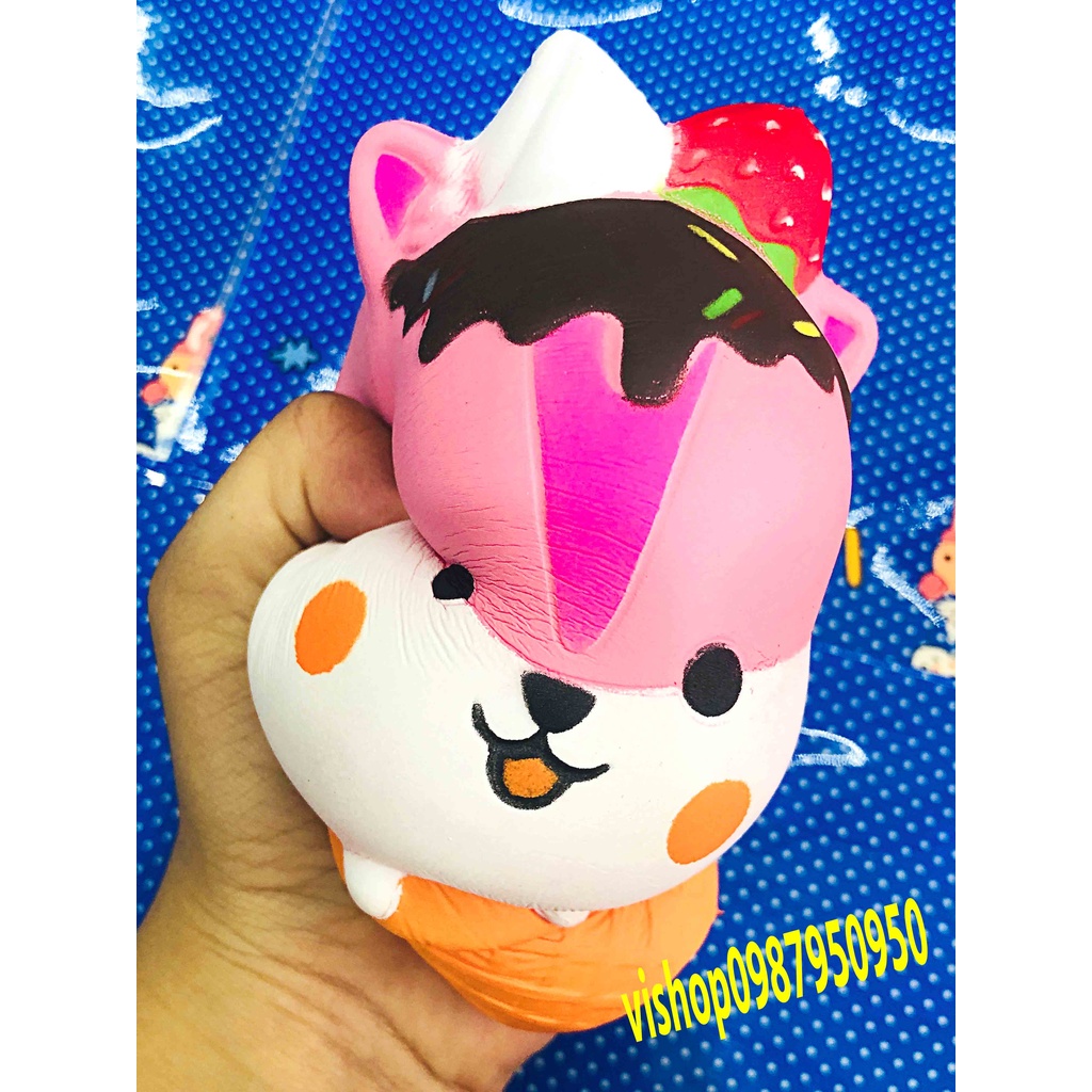 Squishy Lớn JUMBO Hình kem gấu mũ dâu socola Đồ Chơi Xốp Giảm Stress Hình mềm mịn dễ Thương đàn hồi Cho Bé