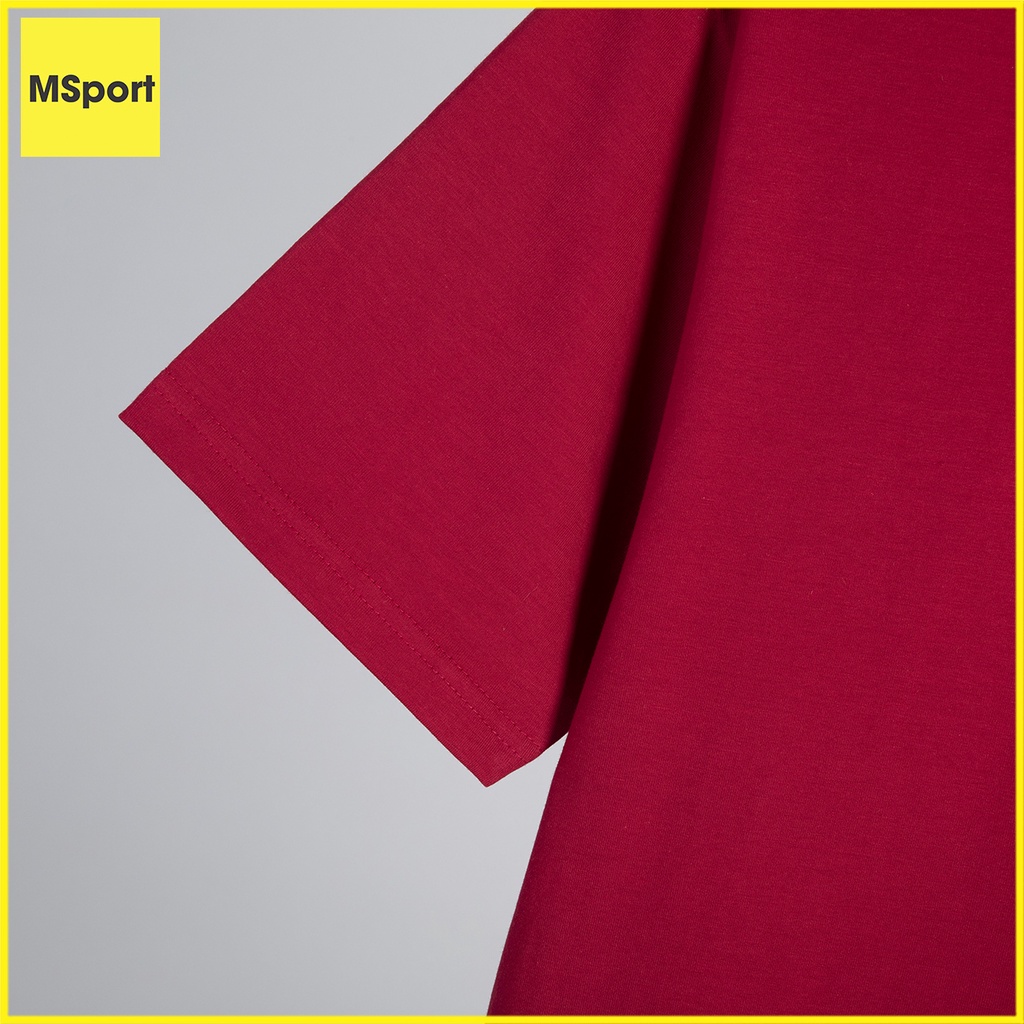 Áo Thun Nam Cổ Tròn Vải Cotton 100% Màu Đỏ Tươi, Áo Co Giãn 4 Chiều Thấm Hút Mồ Hôi Tốt