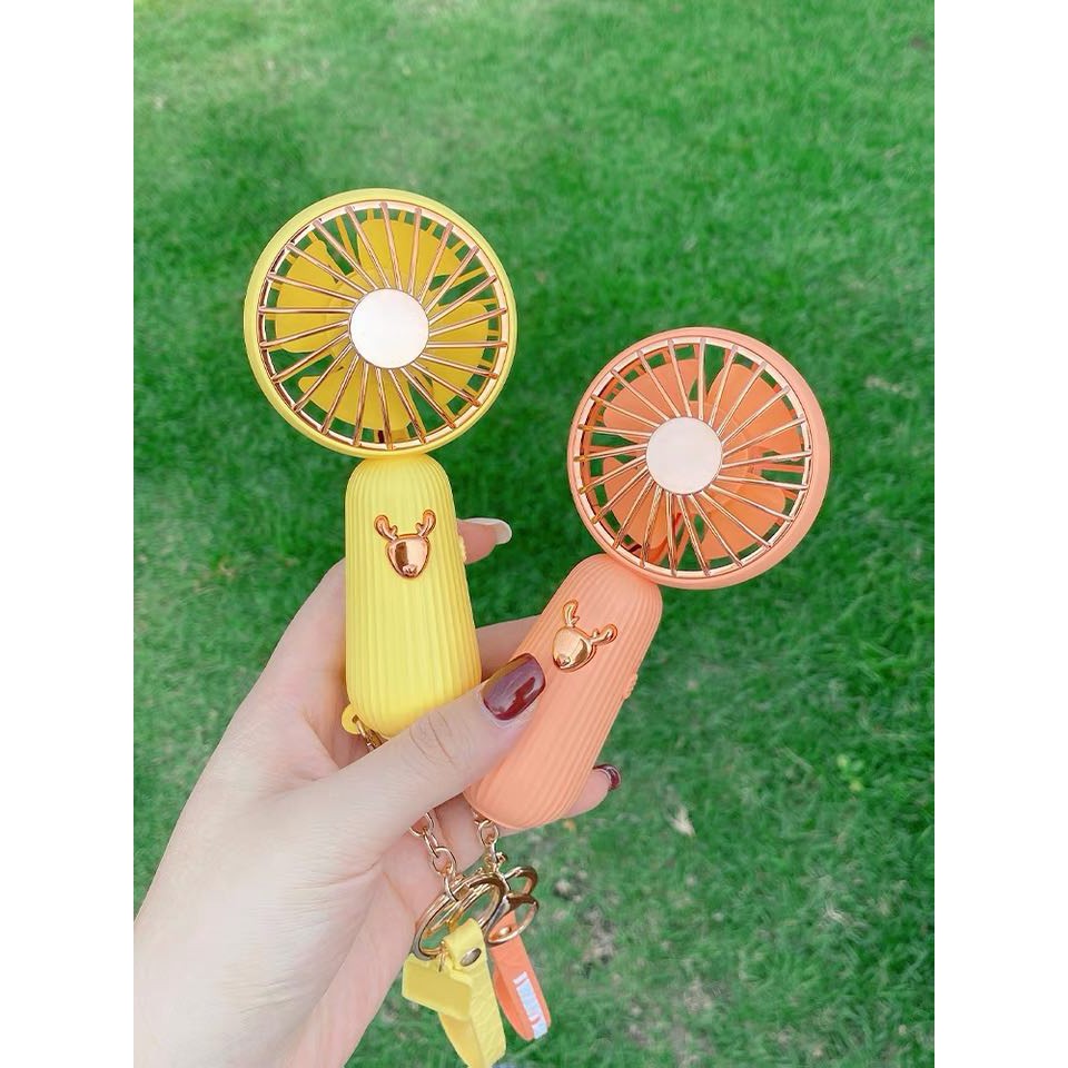 Quạt mini cầm tay tích điện kèm sạc usb có móc treo dễ thương tiện dụng Milu Deer [MẪU MỚI NHẤT 2021] | BigBuy360 - bigbuy360.vn