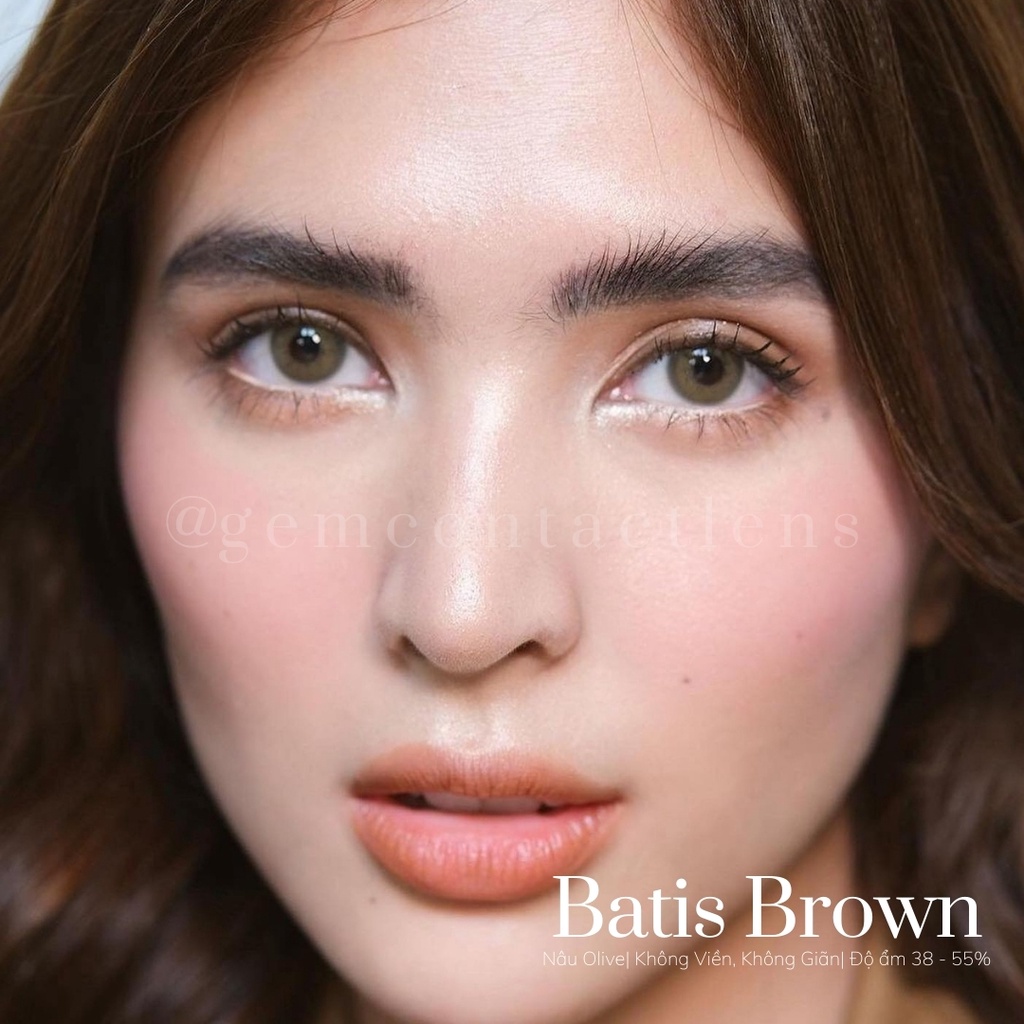 Lens áp tròng BATIS BROWN - HSD 1 NĂM và BENA BROWN Ẩm 55% HSD 6 Tháng Lens  Nâu Rêu Sang Chảnh Không Viền Không Giãn