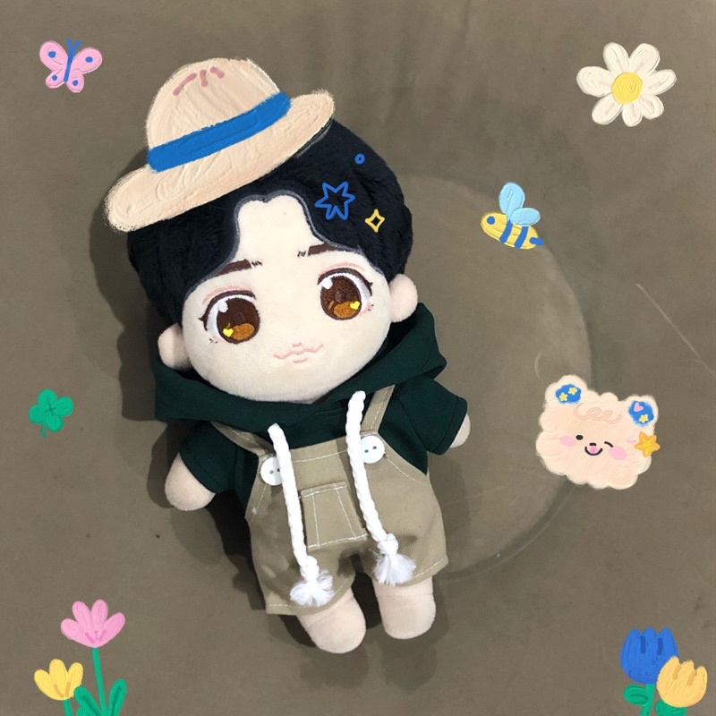 Set hoddie yếm - áo hoddie xanh rêu đậm 15-20cm