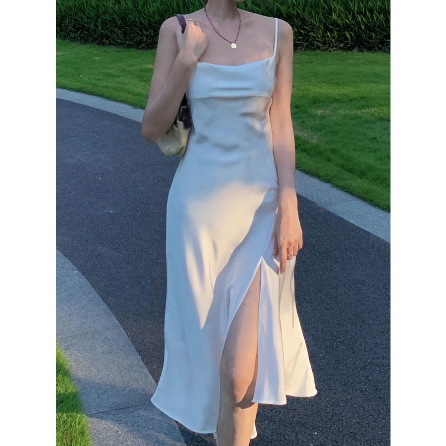 Đầm Hai Dây Dáng Dài Phong Cách Pháp Thời Trang Mùa Hè Cổ Điển Cho Nữ