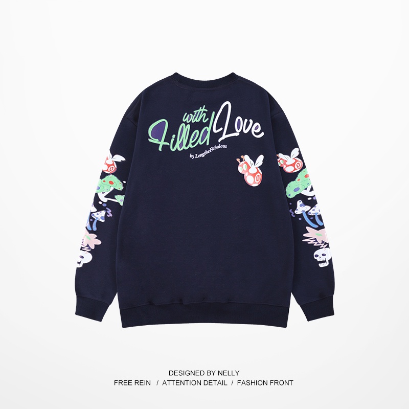 Áo sweater Nelly nỉ lót lông in hình "With Love" áo nỉ
