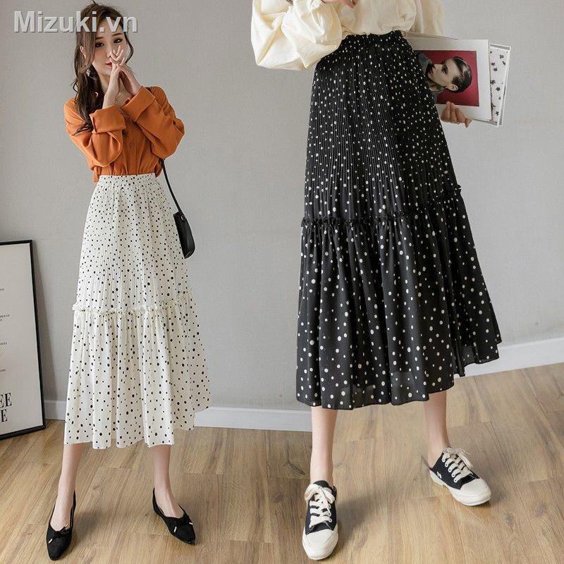 Chân Váy Dài Họa Tiết Chấm Bi Thời Trang Nữ