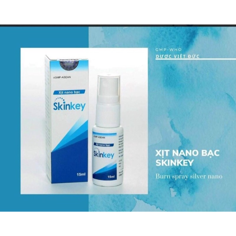 Xịt Nano Bạc SKINKEY ( lọ 15ml)- sát trùng, làm sach da, làm mờ sẹo, mờ thâm