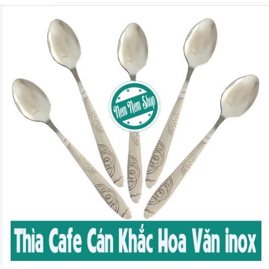 Cặp thìa / dĩa inox cán hoa văn loại cao cấp