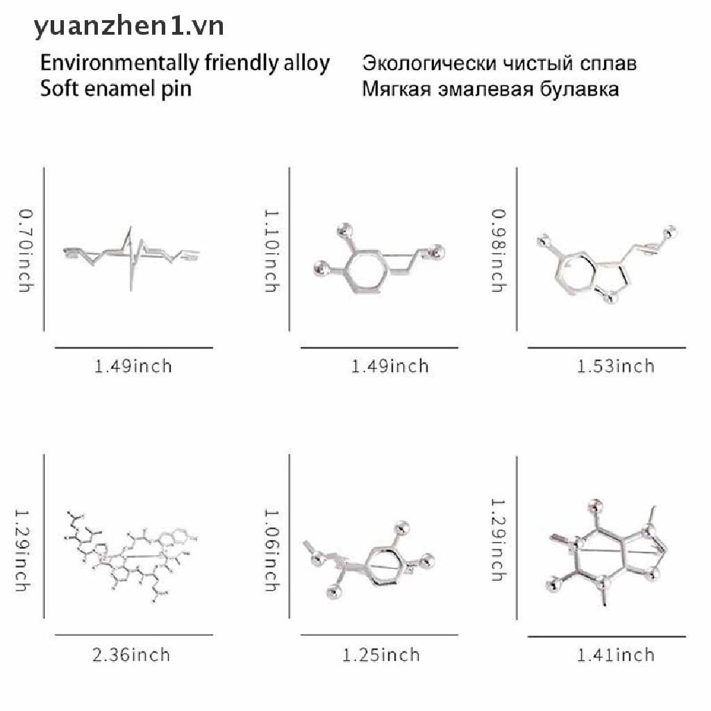 Zheng Huy Hiệu Cài Áo / Túi Xách Tráng Men Hình Cấu Trúc Hóa Học
