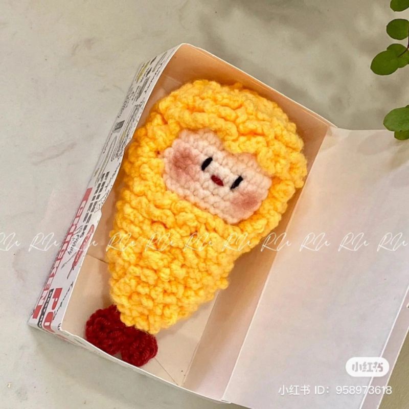 Móc khóa len tôm chiên xù đáng yêu_ handmade
