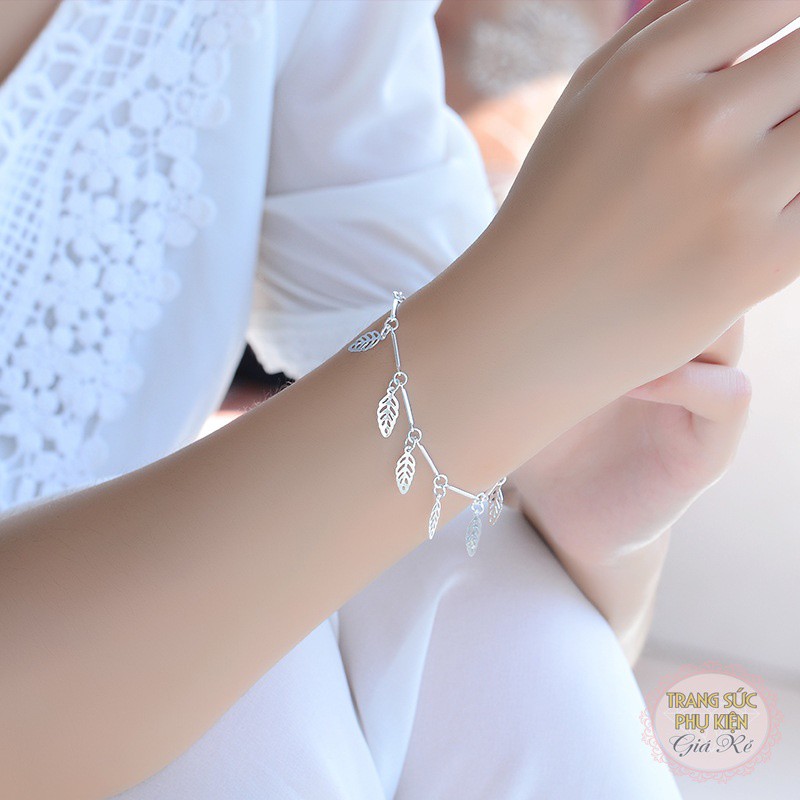 Vòng chân chiếc lá cực xinh mạ bạc S925- LC22
