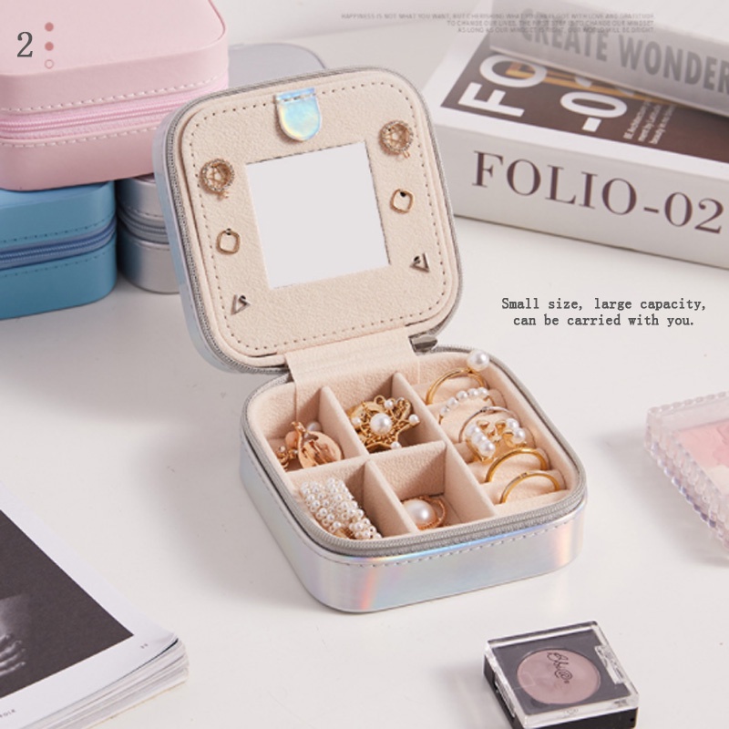 Hộp đựng trang sức bằng da thiết kế hai tầng tiện lợi