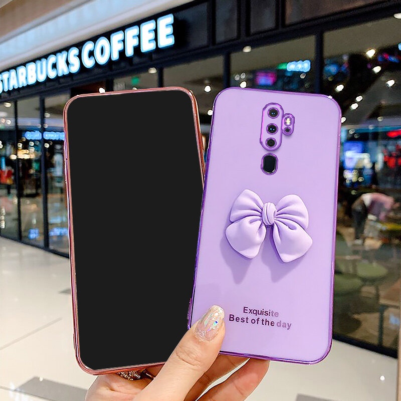 Ốp Điện Thoại Mạ Màu Kẹo Hình Cô Gái Thắt Nơ Cho OPPO A5 2020 A9 2020 A11 A11X