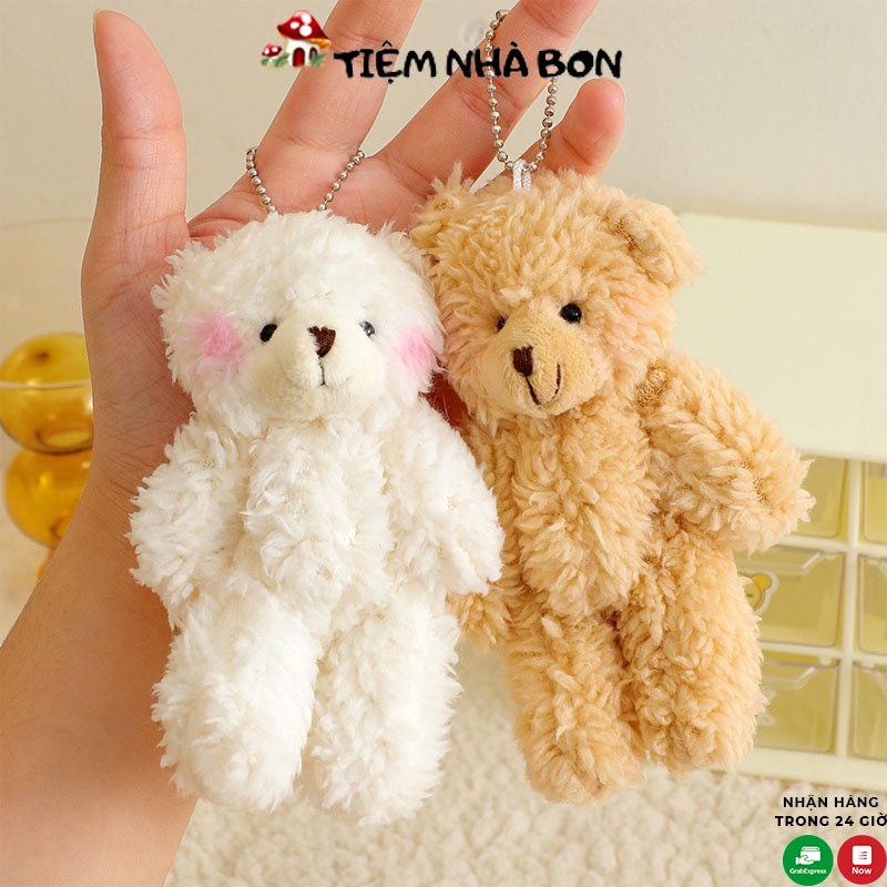 Móc khóa gấu bông treo balo cute dễ thương, Gấu bông treo cặp đi học xinh xắn