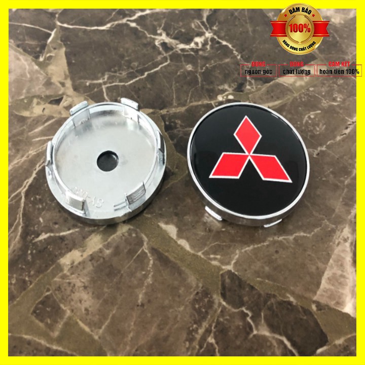 Logo chụp mâm, ốp lazang bánh xe ô tô Mitsubishi MTS60 đường kính 60mm - 01 chiếc