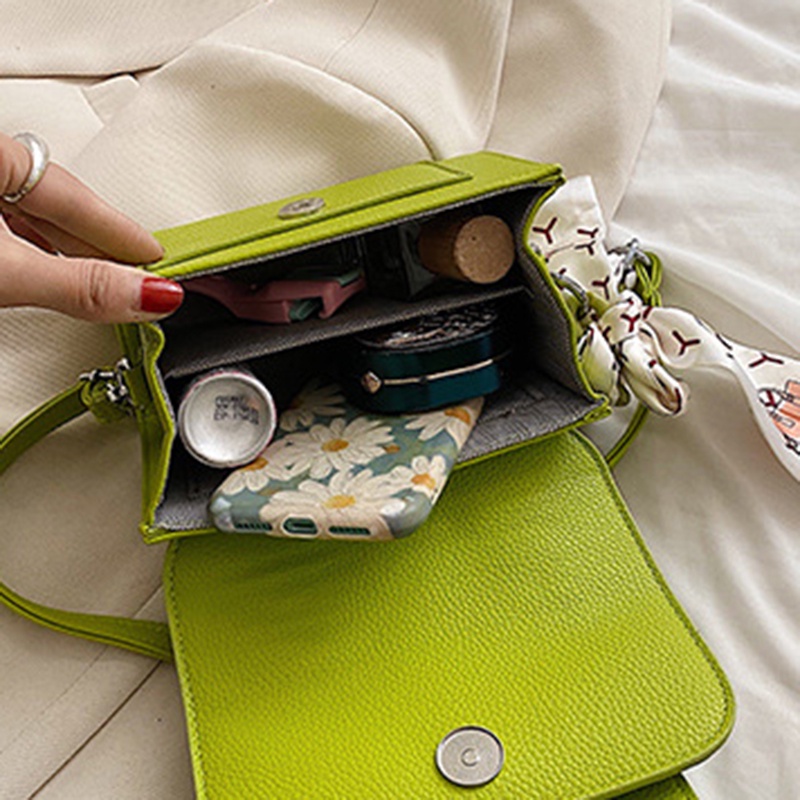 Túi Đeo Vai Hình Vuông Cỡ Nhỏ Bằng Lụa Cài Khóa Nam Châm Trang Trí Khăn Quàng Cổ Cho Nữ