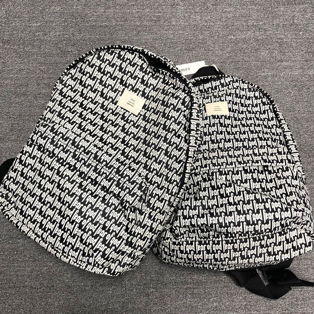 Balo FEAR OF GOD FOG Essentials TLS printed họa tiết in chữ, balo thời trang streetwear học sinh sinh viên