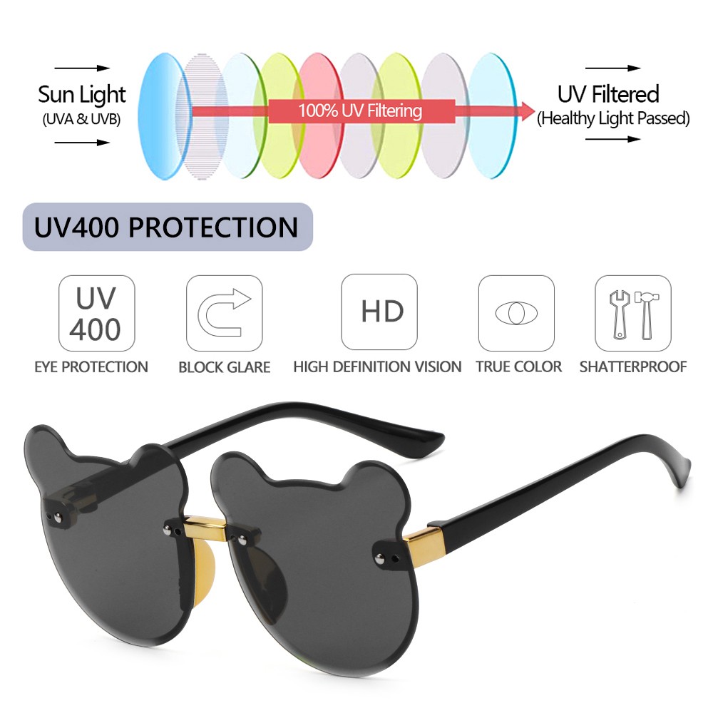 (Hàng Mới Về) Kính Mát Đi Biển Chống Tia Uv400 Hình Gấu Đáng Yêu Cho Bé