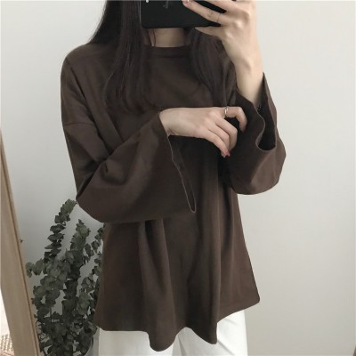 (Sẵn) áo thun tay dài ulzzang áo thu đông áo phông trơn dài tay mỏng form rộng tay rộng free size