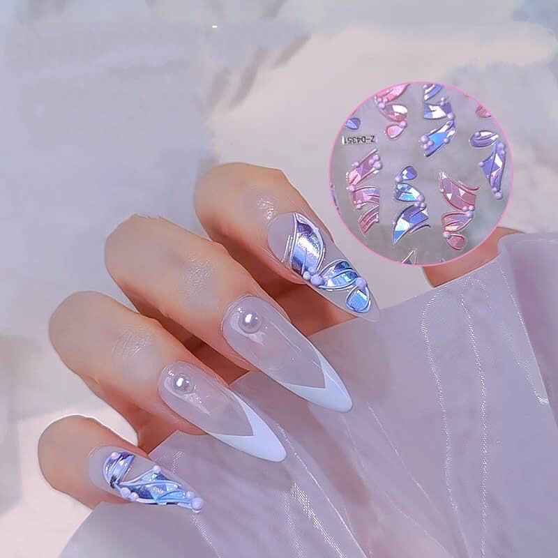 Sticker nail, sticker 5D nổi cánh tiên, sticker nhũ, dạ quang, sticker lụa, bóng kính các mẫu siêu HOT dán móng