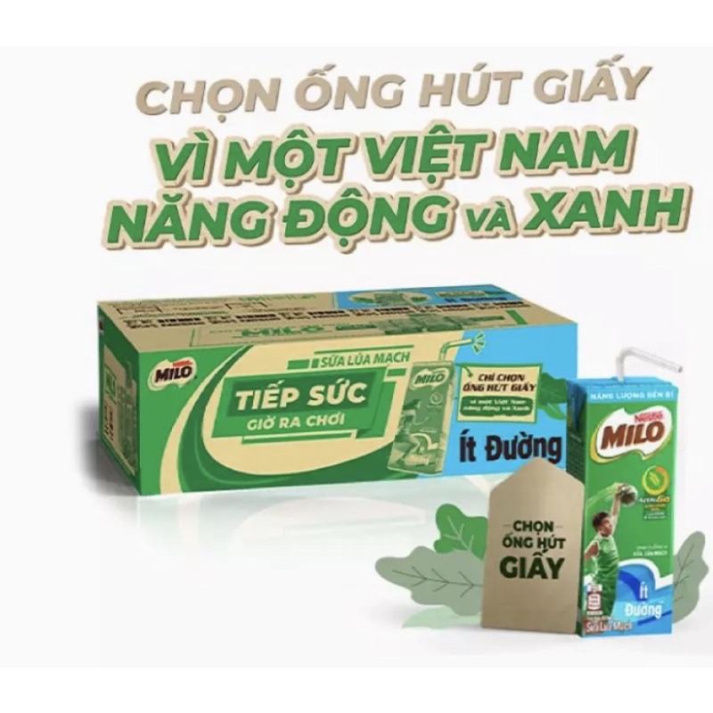 1 thùng 48 hộp sữa Milo lúa mạch ít đường 180ml