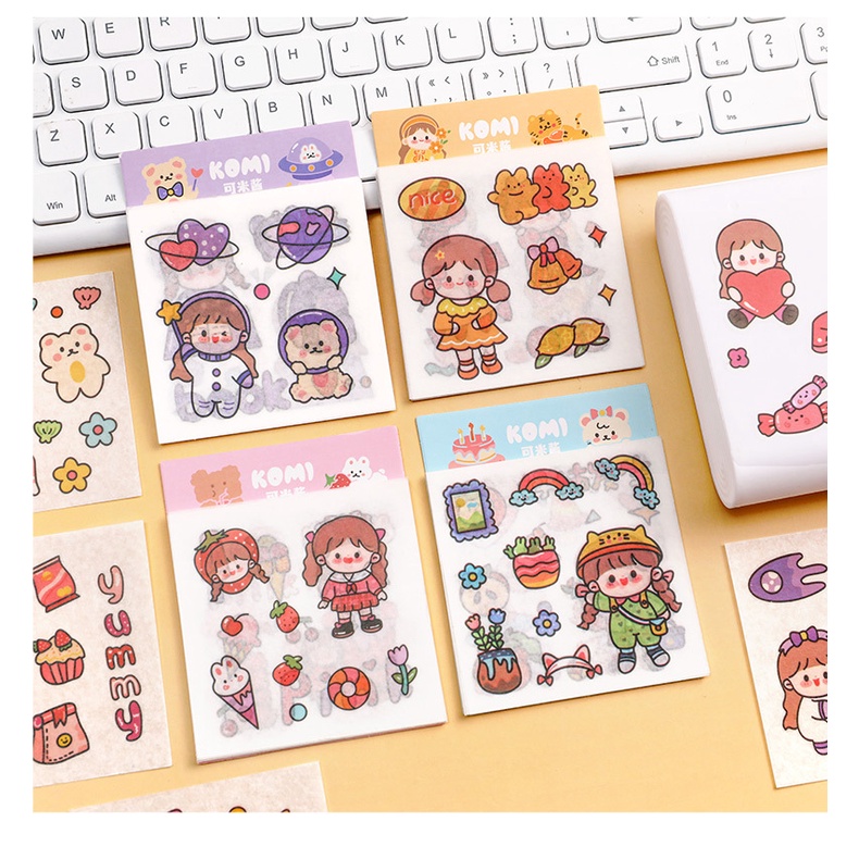 Set 12 miếng dán sticker trang trí đồ dùng hình cô gái siêu cute BAG U SCOBE12
