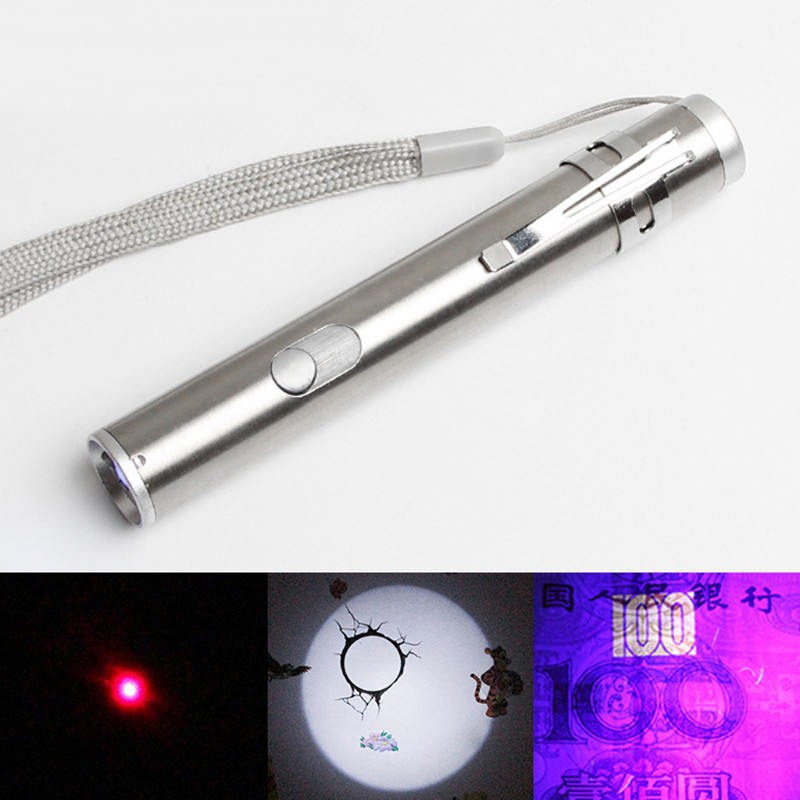 Đèn pin LED hồng ngoại UV chiếu tia laser USB 3 trong 1 có thể sạc lại đa năng