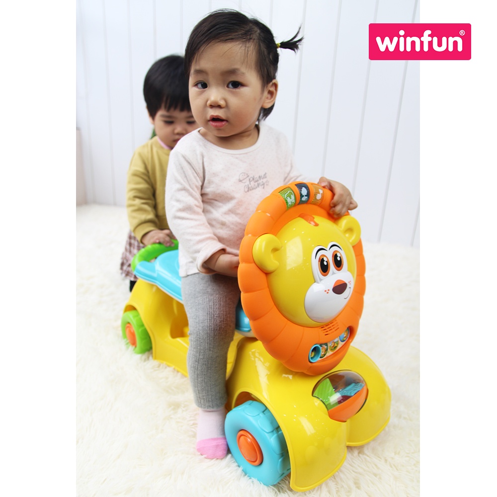 Xe tập đi kiêm chòi chân và trượt scooter 3 trong 1 hình sư tử có nhạc cho bé Winfun 0855