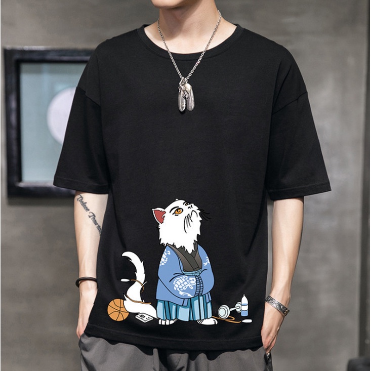 Áo thun nam nữ unisex tay lỡ Mèo Pháp sư, áo phông tay lỡ unisex form rộng oversize streetwear