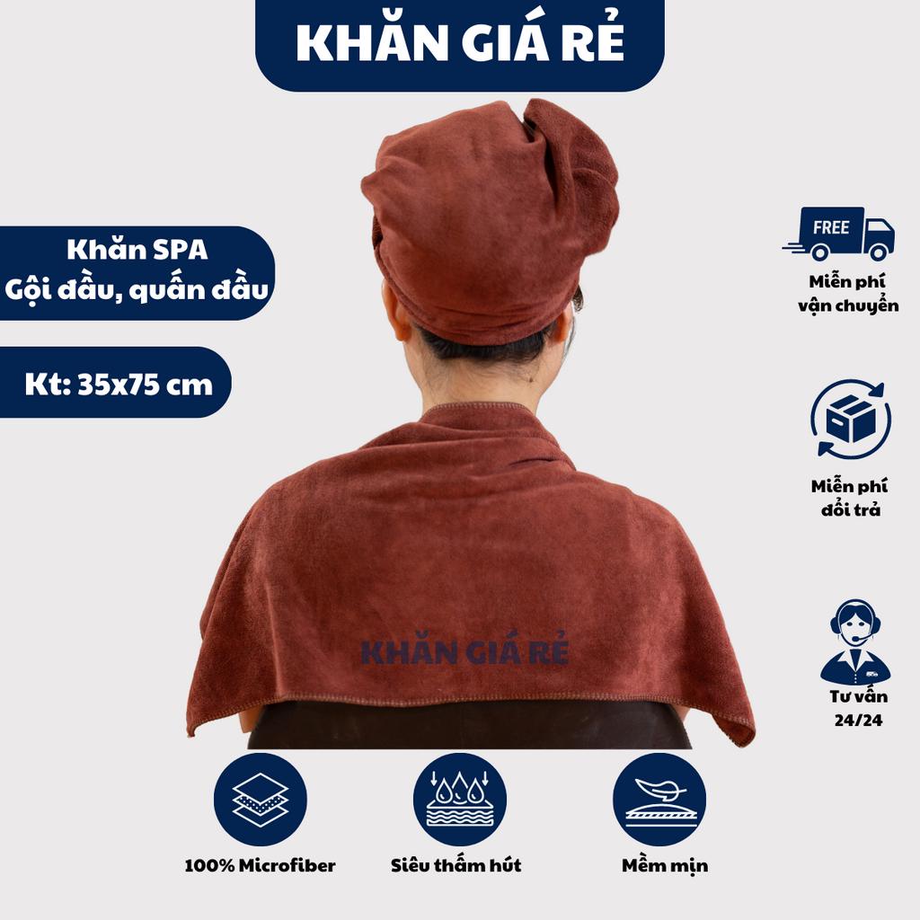 Khăn gội đầu salon 35*75 chất Microfiber mềm mịn thấm hút nước, Khăn quấn đầu spa loại dày cao cấp