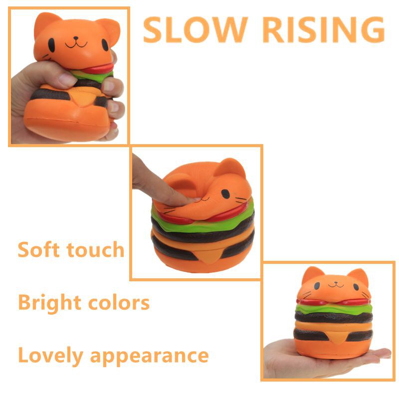 ✨Cat head burger✨ Kawaii bread pendant Squishy Slow Rising Simulation Slow Rebound squeeze Stress Reliever Toys