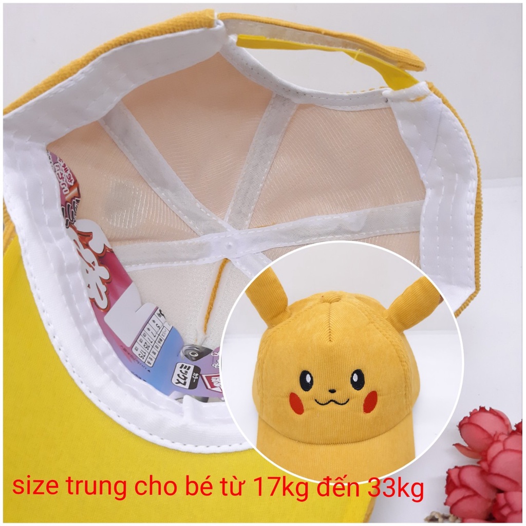 NÓN VÀNH - TAI BÈO PIKACHU CHO BÉ TRAI BÉ GÁI TỪ 1 - 7 TUỔI