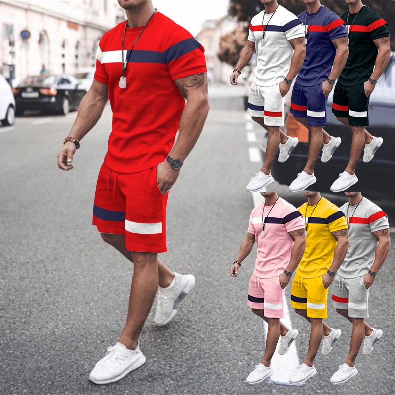 Bộ Trang Phục Thể Thao 2 Mảnh Áo Thun Tay Ngắn In Hình Vuông 3D Màu Xanh Lá Thời Trang Mùa Hè 2022