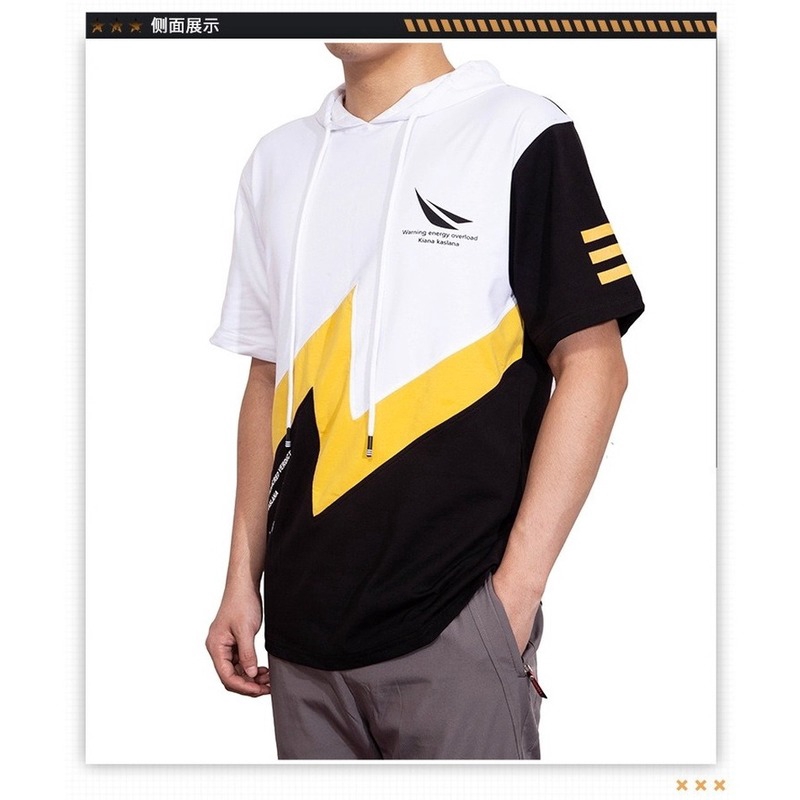 Set áo cotton ngắn tay có nón và quần dài cosplay Game Honkai Impact 3 Kiana Kaslana